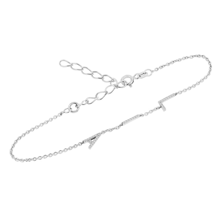 Silbernes Armband mit drei Buchstaben und Lab Grown Diamanten Annika 152311