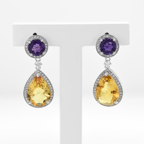 Ohrringe mit Citrin und Amethyst Mahal