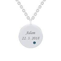 Silberanhänger mit blauem Diamant und Gravur Cassius