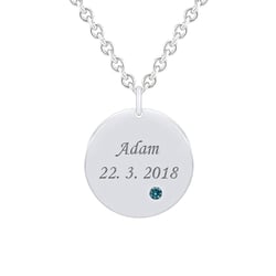 Silberanhänger mit blauem Diamant und Gravur Cassius