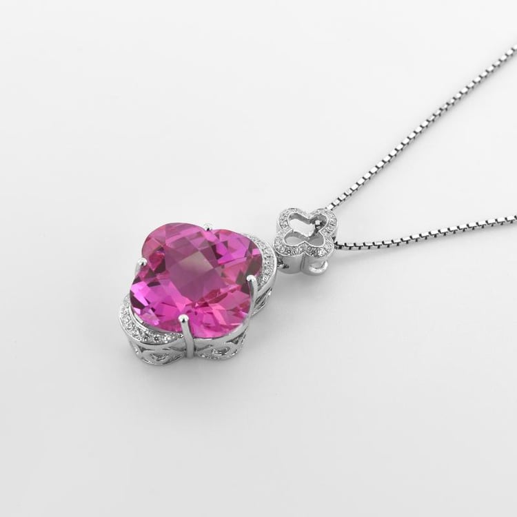 Silberner Anhänger mit Zirkonia und 22ct rosa Saphir Delphia 51777