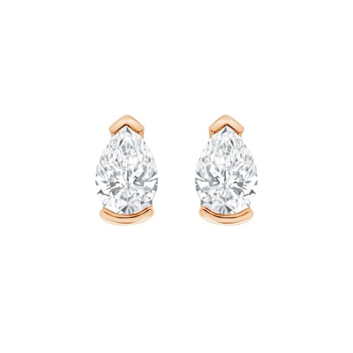 Minimalistische goldene Ohrstecker mit birnenförmigen Lab Grown Diamanten Ronja