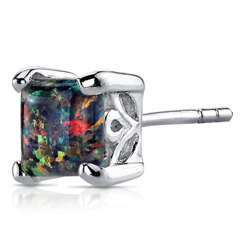 Silberne Ohrringe mit schwarzen Opalen Medini 5951