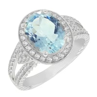 Goldring mit Aquamanrin und Diamanten Borgny