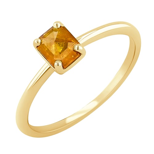 Goldring mit Salt and Pepper Diamant in Emeraldform Lucilia