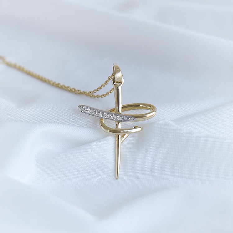 Goldenes Kreuz mit Diamanten Lyra 93698