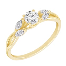 Verlobungsring mit Moissanit und Lab Grown Diamanten in Marquise-Form Halym