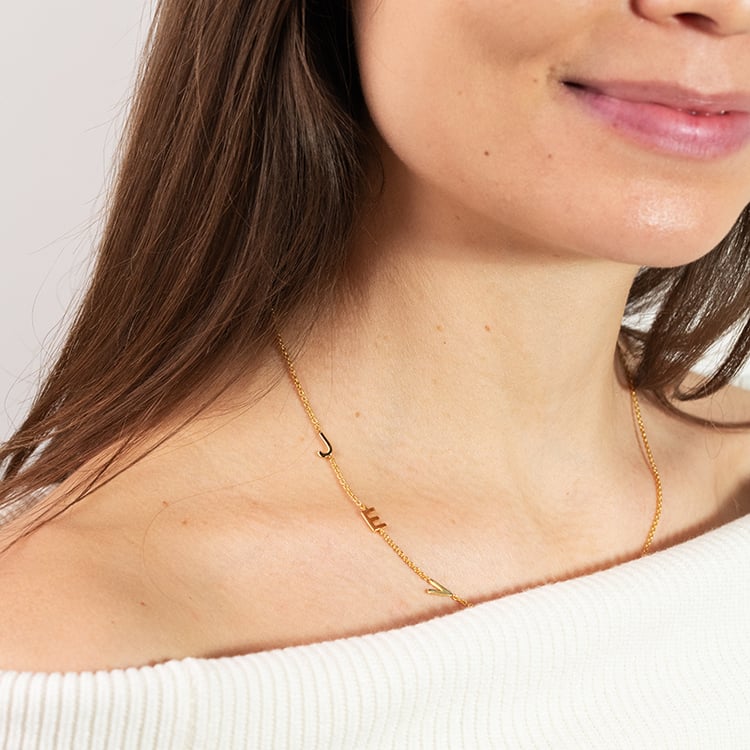 Halskette mit 3 Buchstaben Ihrer Wahl Lupe 149948