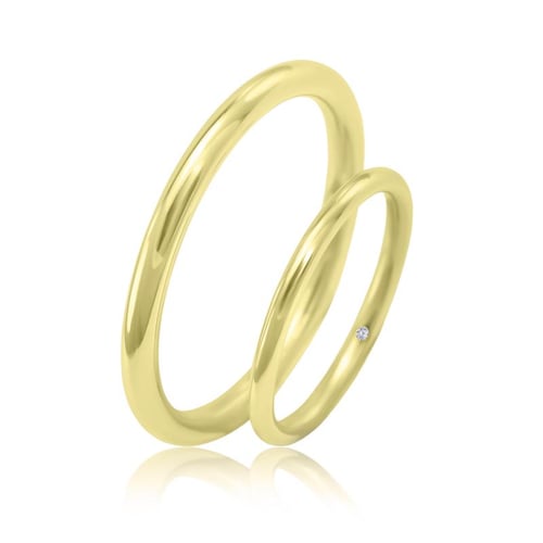 Goldene Eheringe mit verstecktem Diamant Syrma