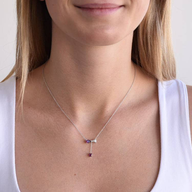 Anhänger mit Rhodlit Granaten und Diamanten Ejiro 87391