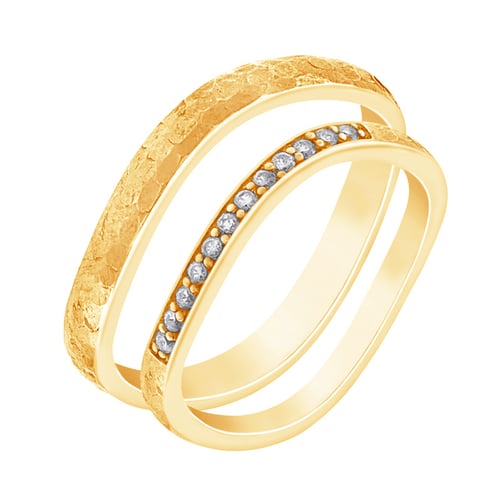 Geschmiedete Eheringe in Gold mit Diamanten Neziah