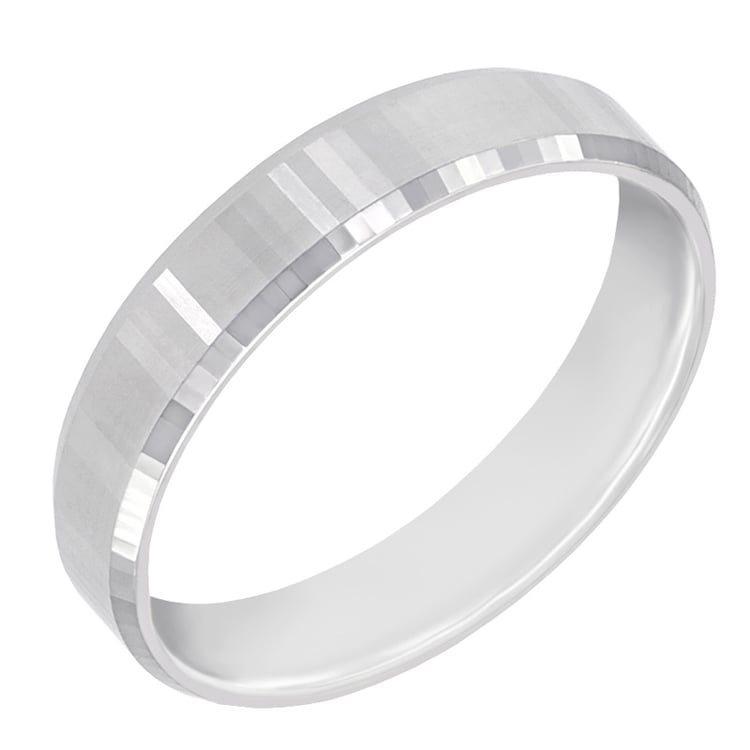 Goldene Trauringe mit abgeschrägten Kanten und unkonventioneller Oberfläche Roel 60243