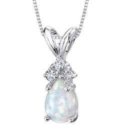 Goldener Anhänger mit weißem Pear-Opal und Diamanten Electrah