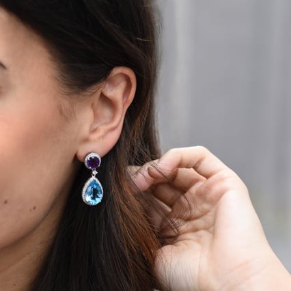 Ohrringe mit Topas und Amethyst Bulia