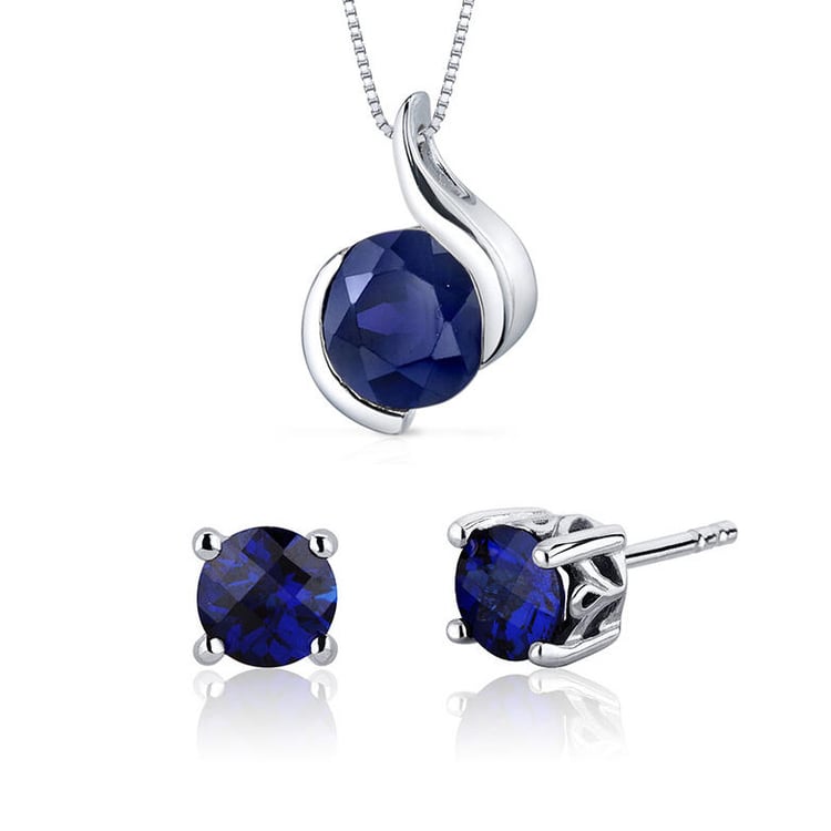 Elegantes Schmuckset in Silber mit Saphiren Bel