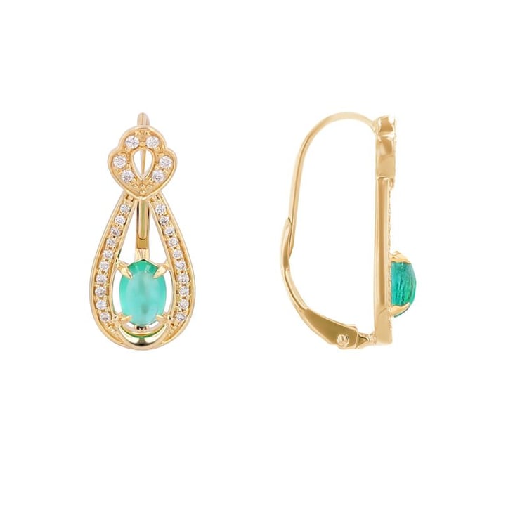 Goldene Smaragd-Ohrringe mit Diamanten Keisha 107267