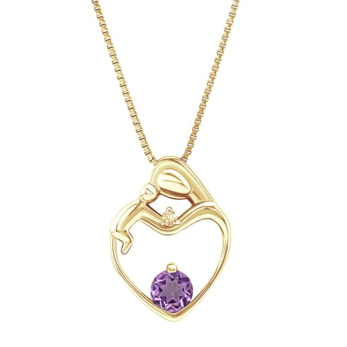 Silberner Anhänger Mutter und Kind mit Amethyst und Diamant Ella
