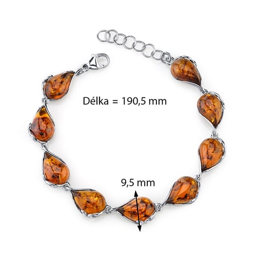 Silbernes Armband mit Bernsteinen Alarich