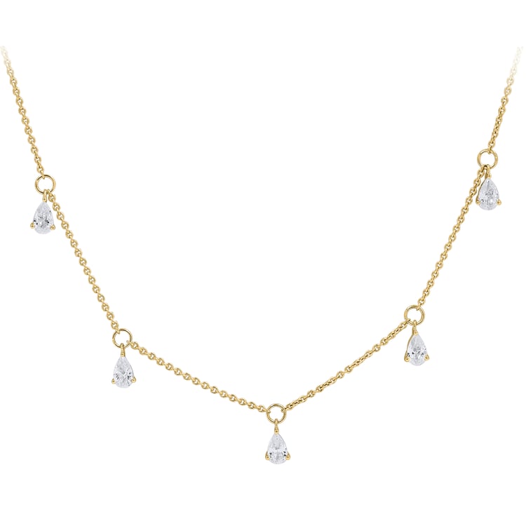Goldene Halskette mit Lab Grown Diamanten in Birnenform Praveen 165220