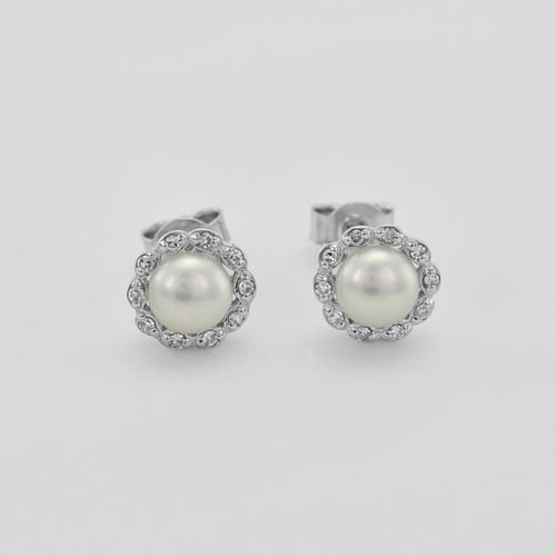 Schmuckset in Silber mit Perlen und Diamanten Kamila