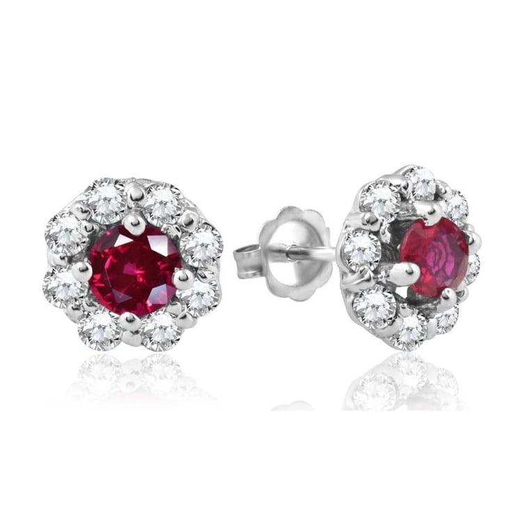 Goldene Rubinohrringe mit Diamanten Freda 27605