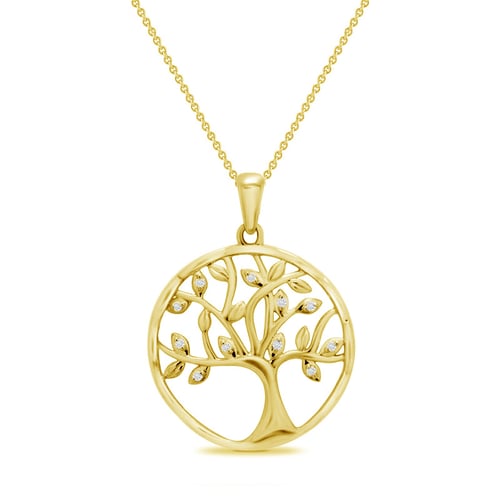 Silberner Baum des Lebens mit Lab Grown Diamanten Eudora