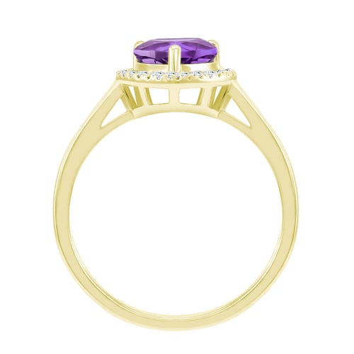 Goldring mit Amethyst in Herzform und Diamanten Connelly