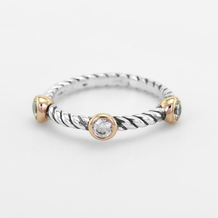 Origineller Silberring mit drei Zirkonia Brook 51807