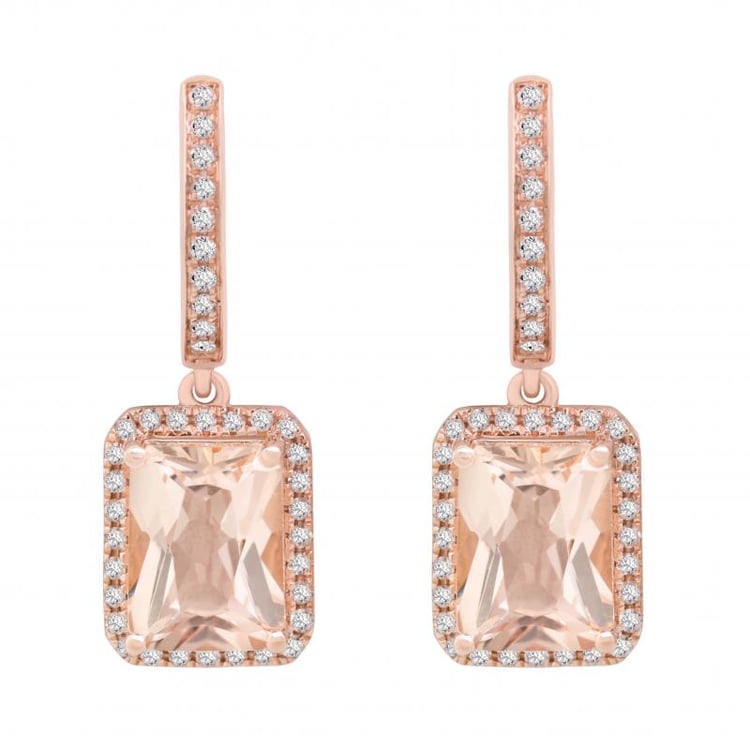 Bezaubernde Goldohrhänger mit Morganit und Diamanten Bibi