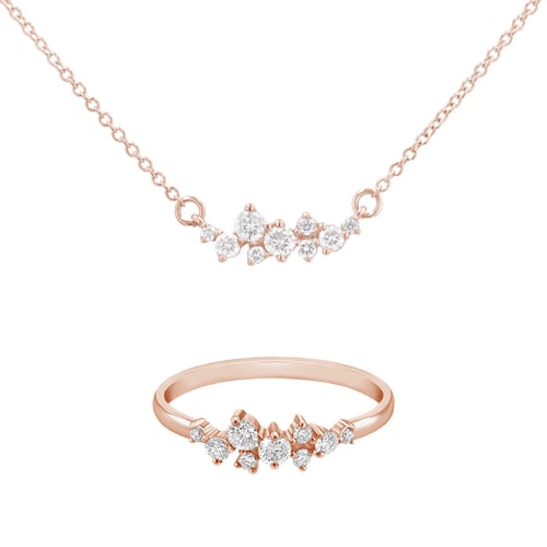 Set aus Cluster Schmuck mit Diamanten Spark
