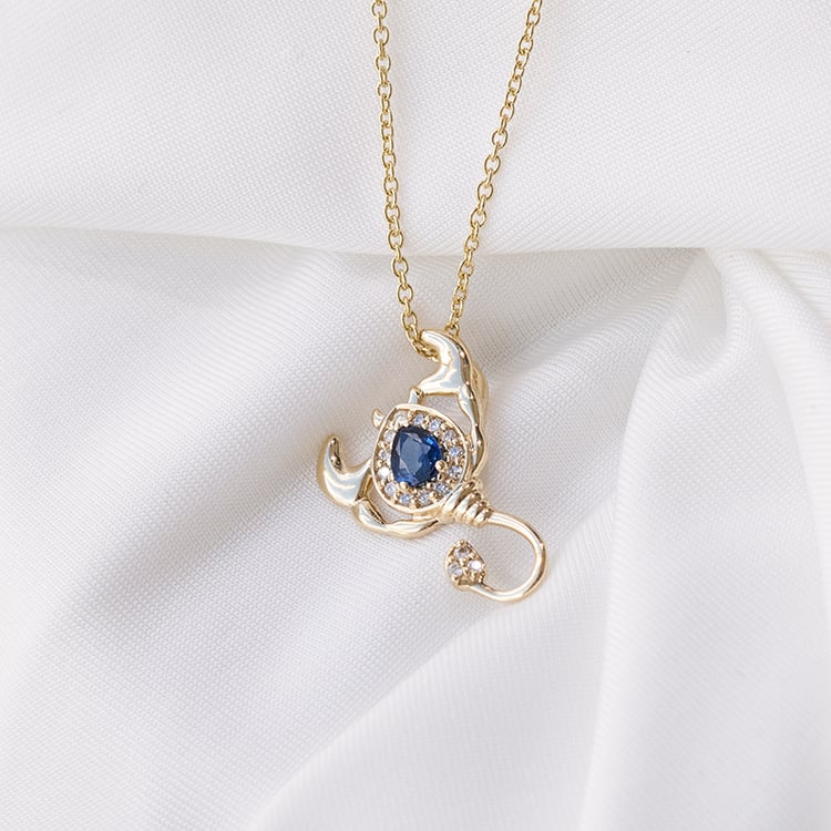 Goldener Anhänger mit Saphir und Diamanten im Sternzeichen Skorpion Escorpion 122793