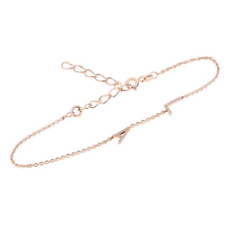 Silbernes Armband mit zwei Buchstaben und Lab Grown Diamanten Annika