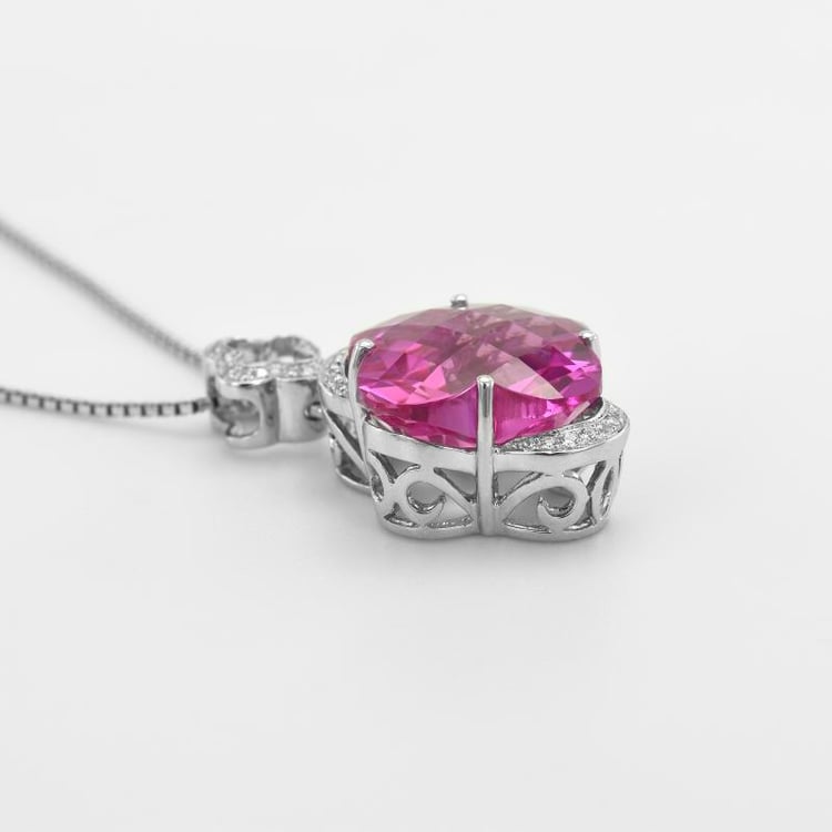 Silberner Anhänger mit Zirkonia und 22ct rosa Saphir Delphia 51779