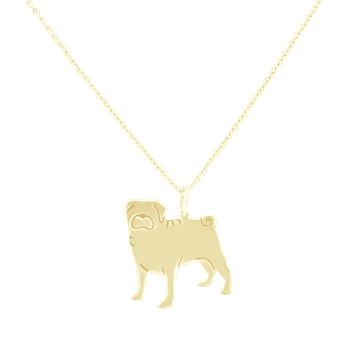 Silberner Anhänger in Form eines Hundes mit Gravur Pug