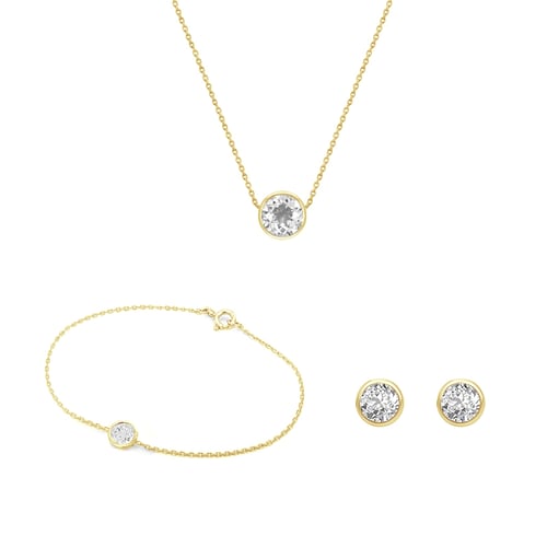 Minimalistisches goldenes Schmuckset mit Lab Grown Diamanten Amara