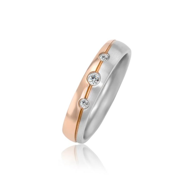 Eheringe aus mehrfarbigem Gold und mit Diamanten Abner 21489