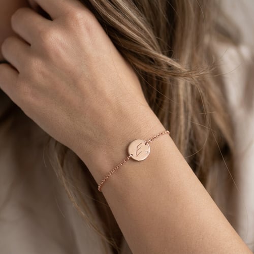 Silberarmband mit Diamant und Buchstabengravur Dian