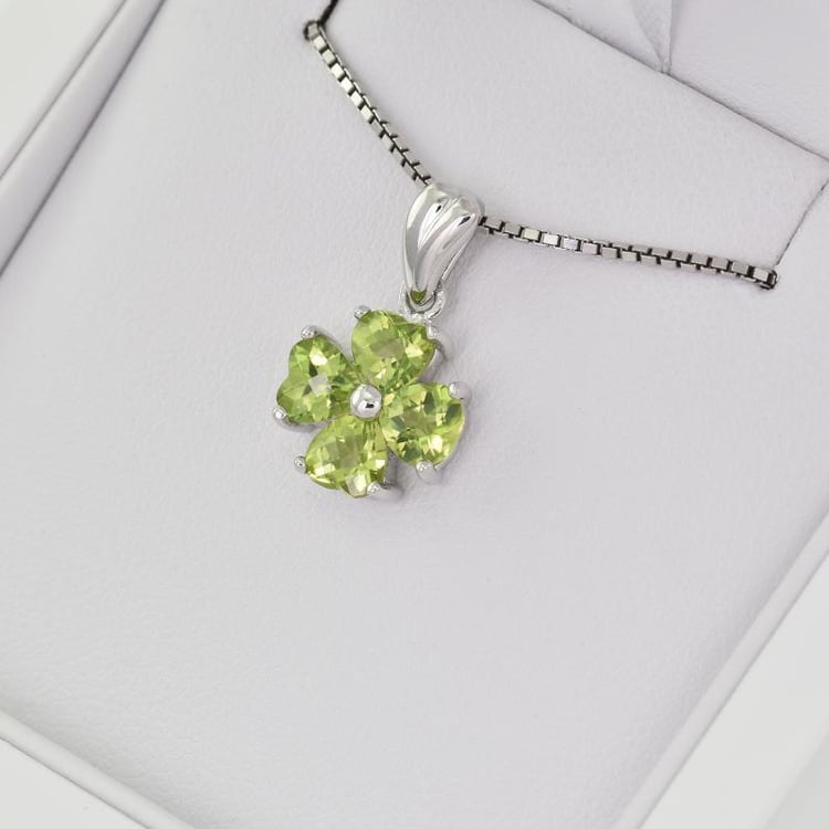 Olivinblüte in Silberanhänger Obelia 28365