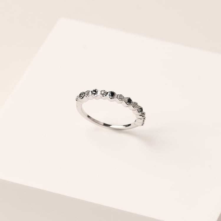 Half-Eternity-Ring aus Gold mit schwarzen und weißen Lab Grown Diamanten Tariq 165497
