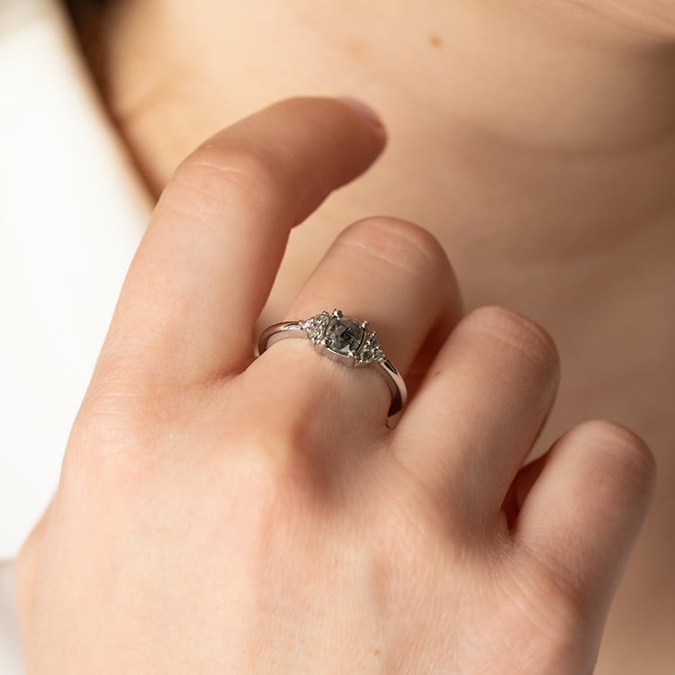 Goldener Ring mit Salt and Pepper Diamant Agathe 139166