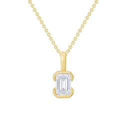 Minimalistischer Anhänger aus Gold mit einem Lab Grown Diamanten in Emerald-Form Lias