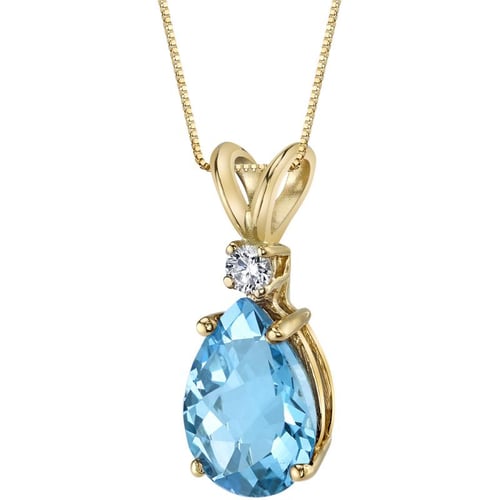 Goldener Anhänger mit Träne aus Topas und Diamant Raulla
