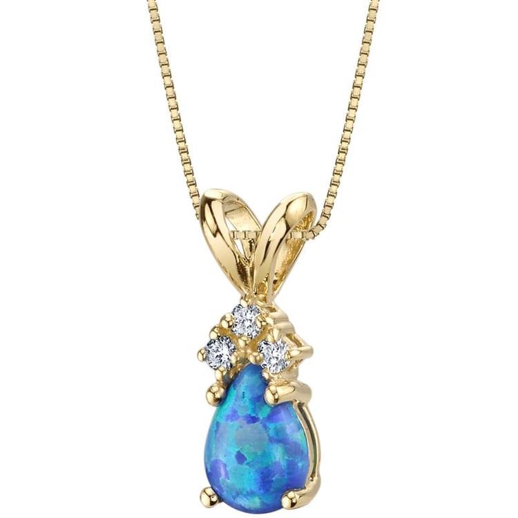 Goldener Anhänger mit bluem Opal und Diamanten Electrah