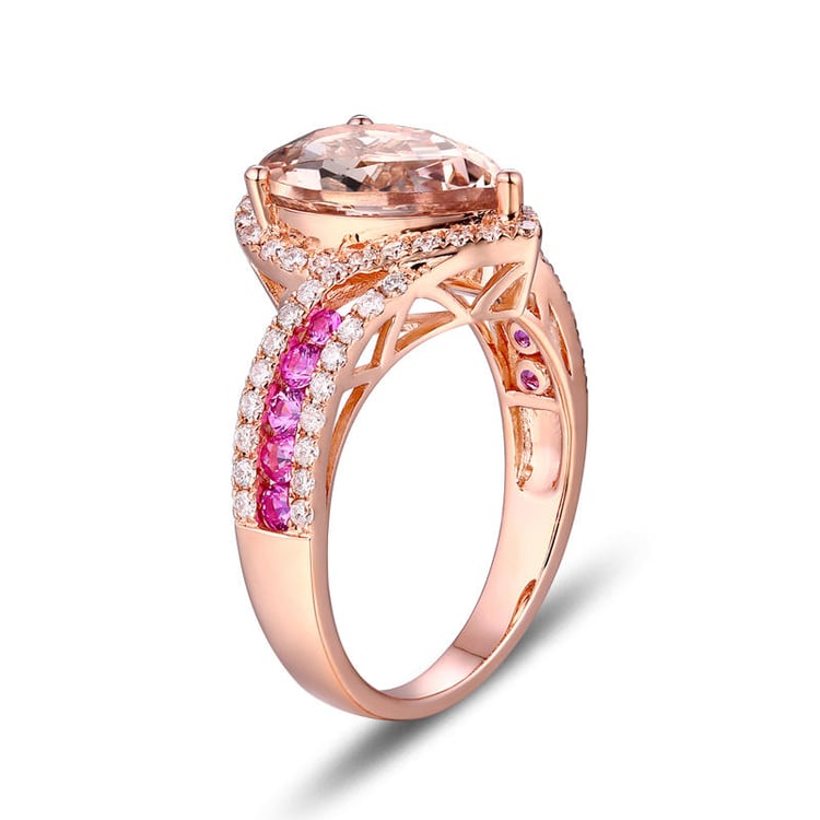 Goldring mit Saphir und Morganit 9935