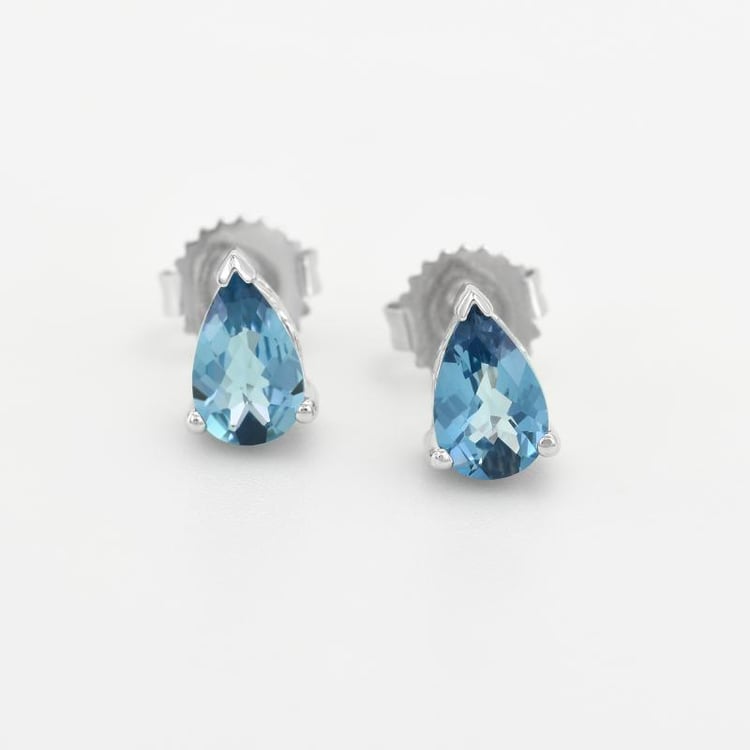 Silber Tränen Ohrstecker mit Topas 47218