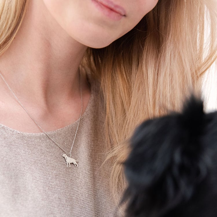 Silberner Anhänger in Form eines Hundes mit Gravur Labrador Retriever 98609