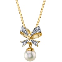 Perlenanhänger mit Schleife und Diamanten Mischa