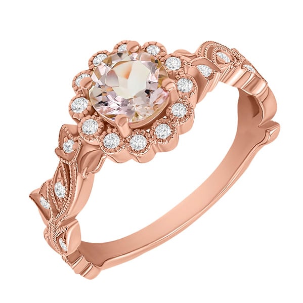 Verlobungsring im Vintage-Stil mit Morganit und Diamanten Jyspie 59854
