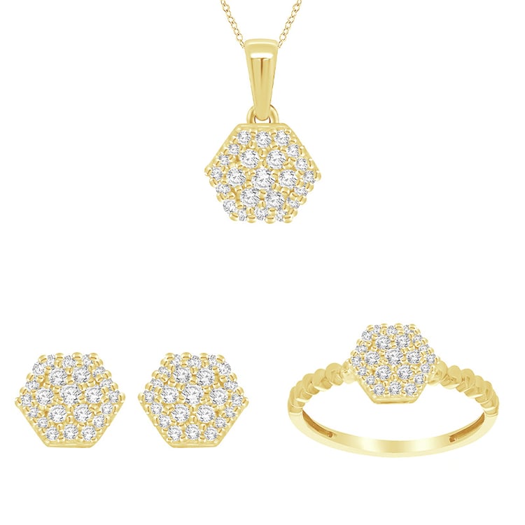 Elegantes goldenes Schmuckset mit Diamanten Roxy 95245
