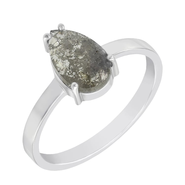 Goldring mit pear Salt and Pepper Diamant Lizia